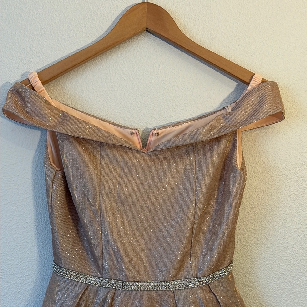 ✨ Sparkling Gold Off-Shoulder Dress ✨ - Picture 3 of 4